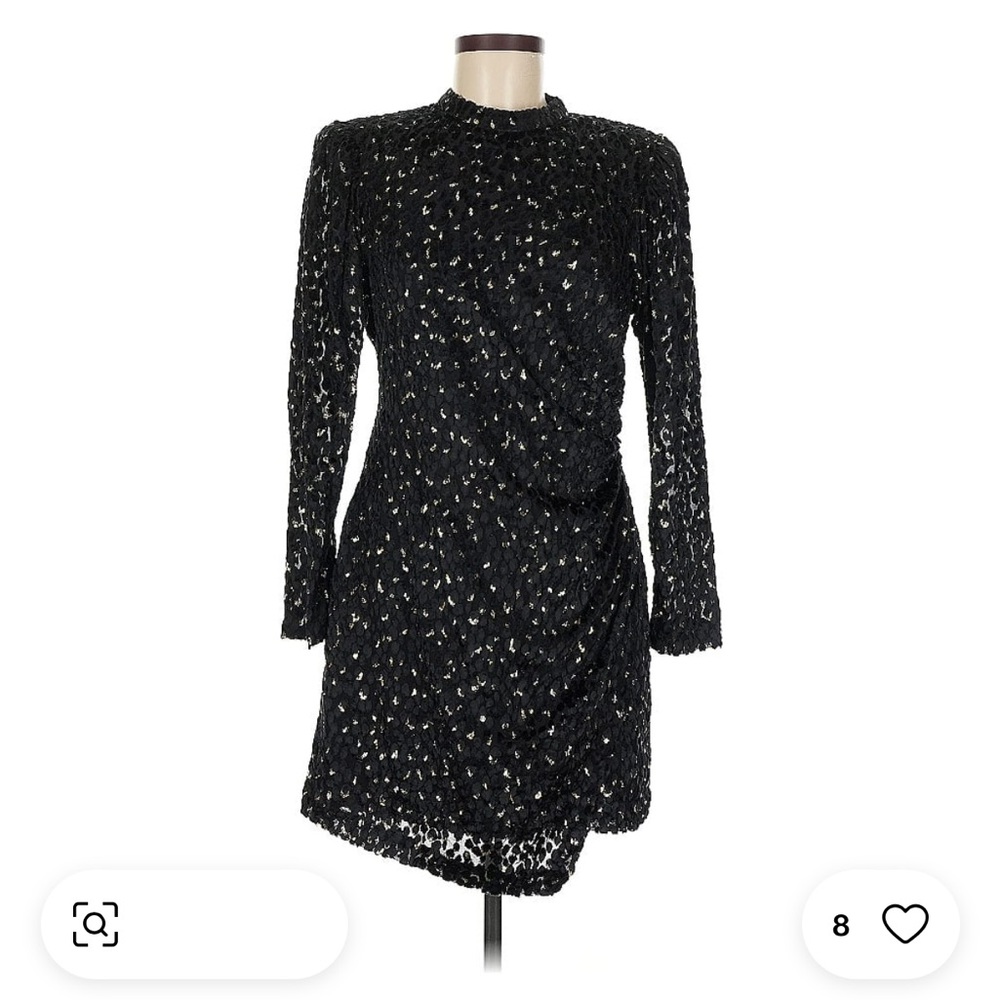 A.L.C. Black Sheath Dress with Long Sleeves and Mock Neck